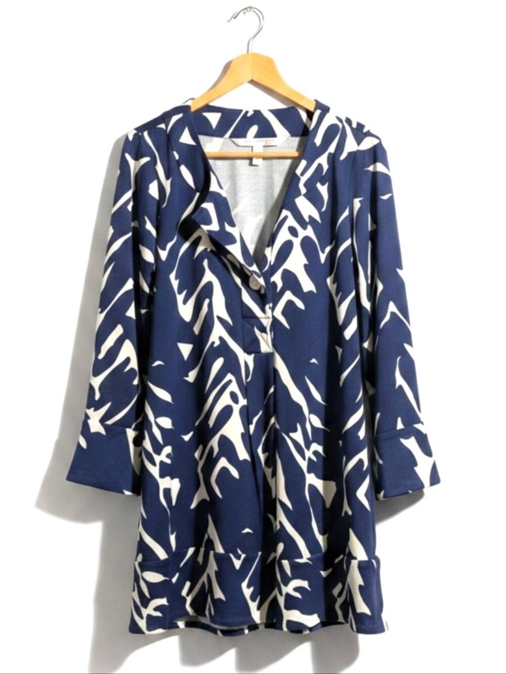 Diane von Furstenberg Vintage Silk Abstract Print Shift Tunic Dress Size 8 - Picture 2 of 8